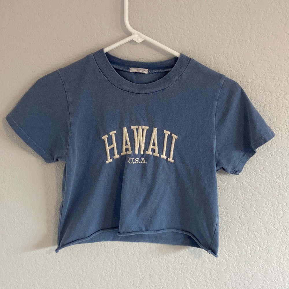 -blue brandy melville cropped shirt, one size